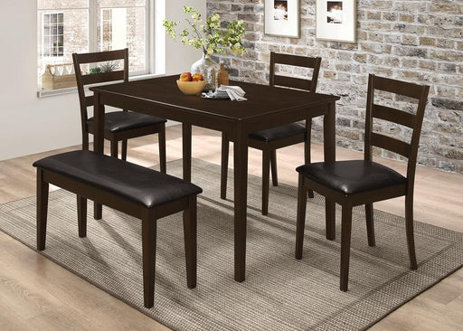 Guillen 5-piece Dining Set with Bench Cappuccino and Dark Brown image