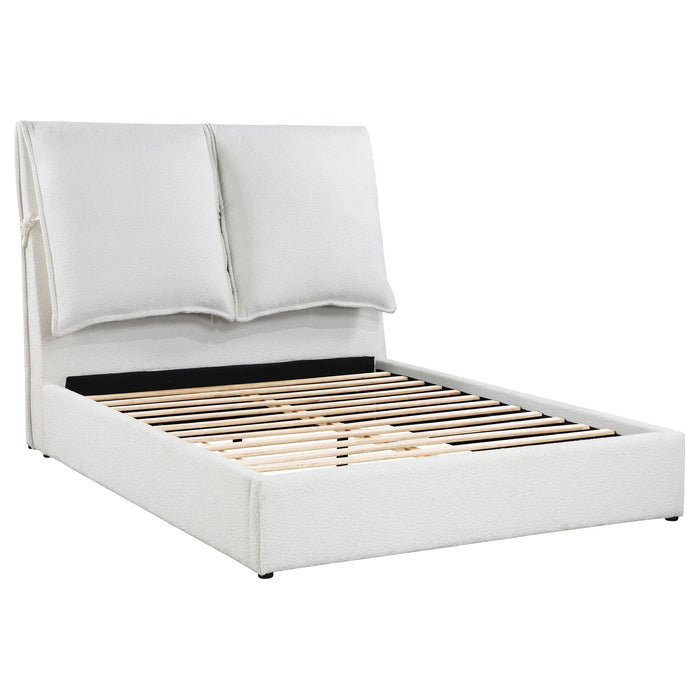 Gwendoline Upholstered Platform Bed with Pillow Headboard White