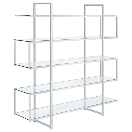 Elmer 5-shelf Bookcase Chrome and Clear image