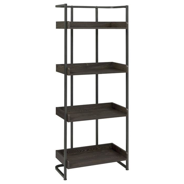 Ember 4-shelf Bookcase Dark Oak and Sandy Black image