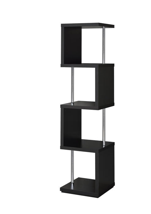 Baxter 4-shelf Bookcase Black and Chrome