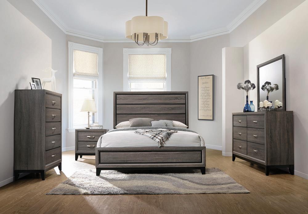 Watson Queen Bed Grey Oak and Black