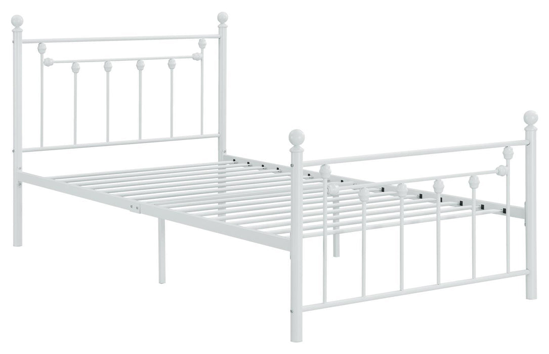 Canon Full Metal Slatted Headboard Platform Bed - White