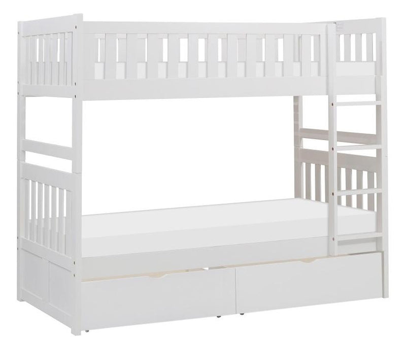 Galen Twin/Twin Bunk Bed w/ Storage Boxes in White B2053W-1*T