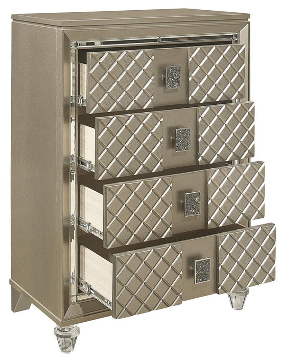 Youth Loudon 4 Drawer Chest in Champagne Metallic B1515-9