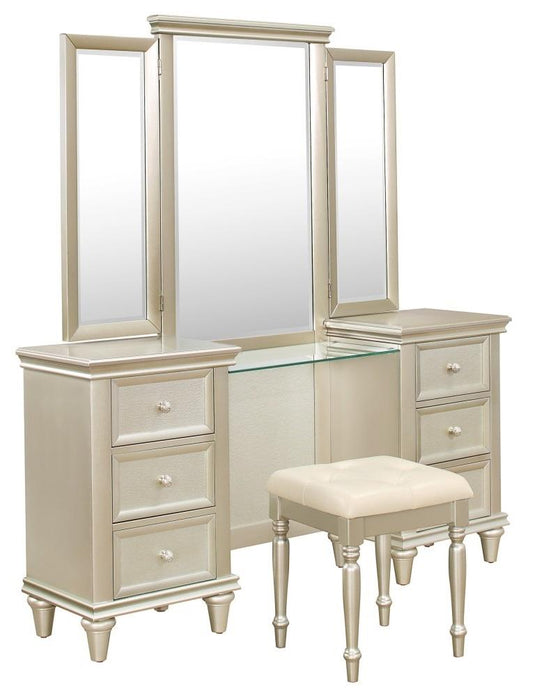 Celandine Vanity Dresser with Mirror in Silver 1928-15*