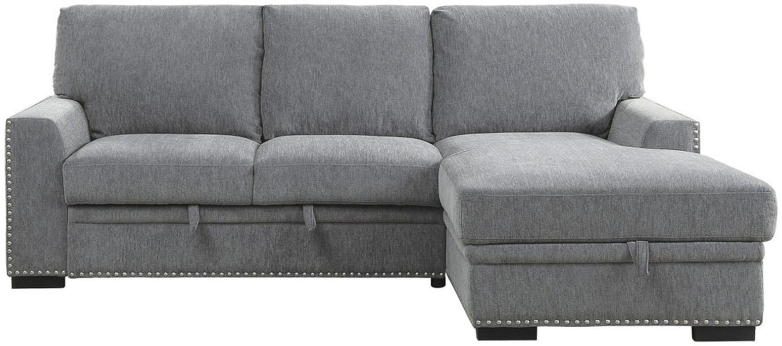 Morelia 2pc Sectional with Pull Out Bed and Right Chaise in Dark Gray 9468DG*2RC2L