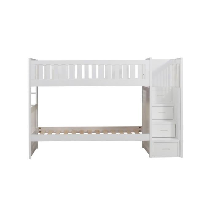 Galen Bunk Bed w/ Reversible Step Storage and Storage Boxes in White B2053SBW-1*T image