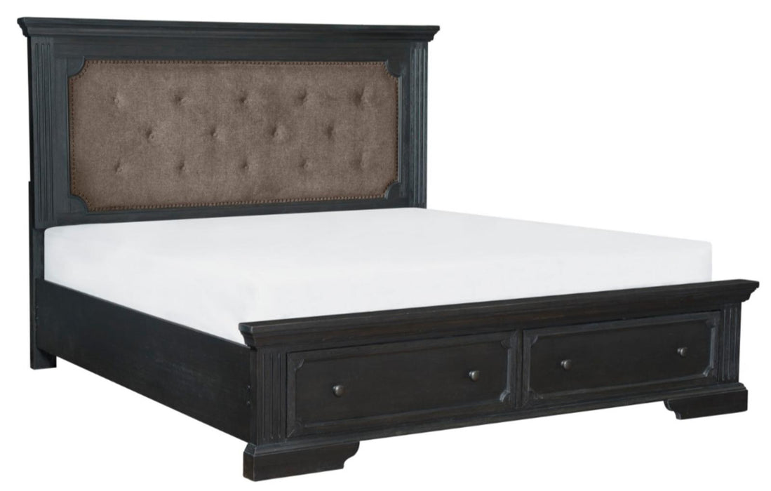 Bolingbrook King Upholstered Storage Platform Bed in Coffee 1647K-1EK*