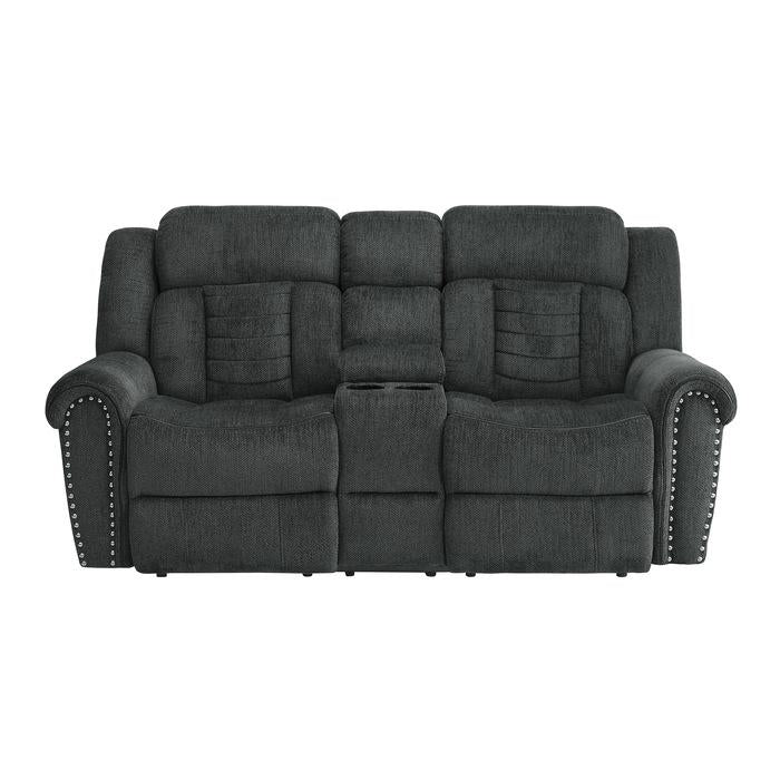 Nutmeg Double Reclining Loveseat in Charcoal Gray 9901CC-2 image